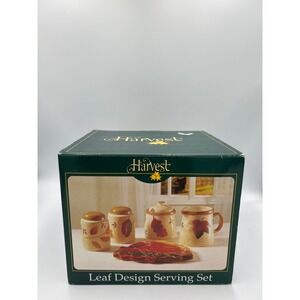 Harvest Leaf Design Serving Set 6 Piece Ceramic Fall Thanksgiving Table Decor